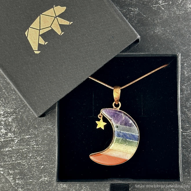 Rainbow Moon Chakra Jewelry Pendant