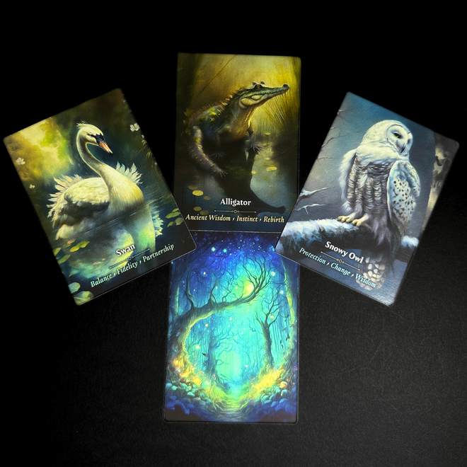 Animal Oracle Cards Swan Alligator Snowy Owl