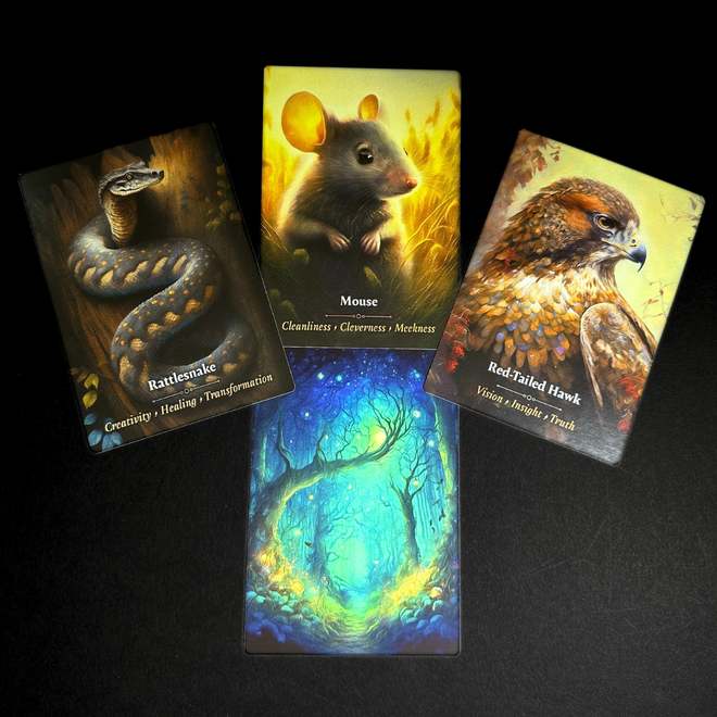 Animal Oracle Cards Rattlesnake Mouse Red-Tailed Hawk