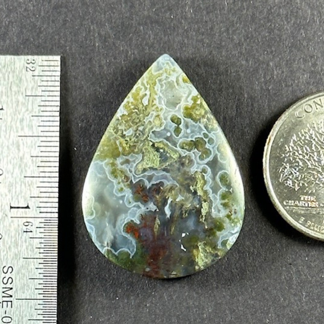 Moss Agate Green Red Stone Cab Stability Grounding