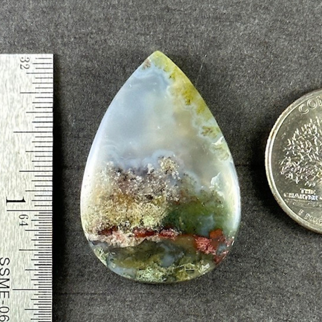 Moss Agate Green Red Stone Cab Stability Grounding