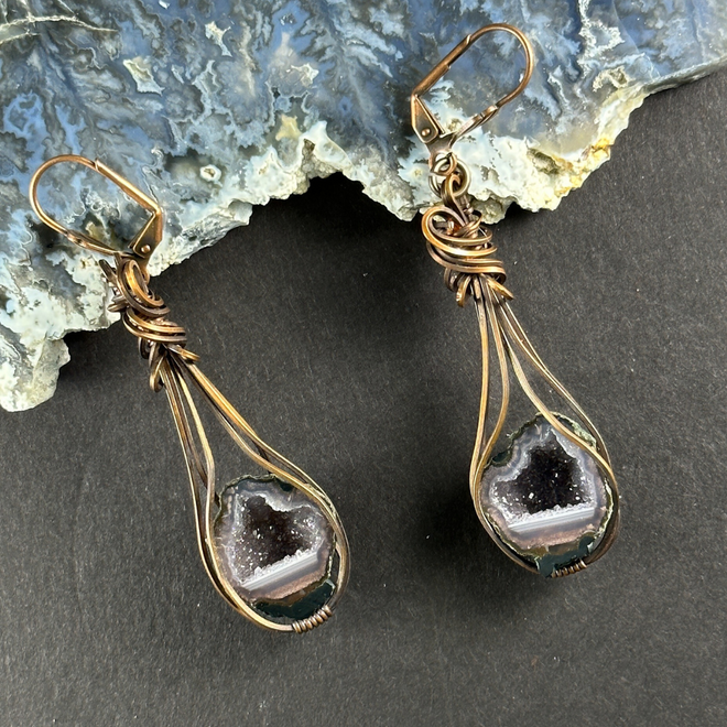 Tabasco Geodes Blue Crystal Earrings