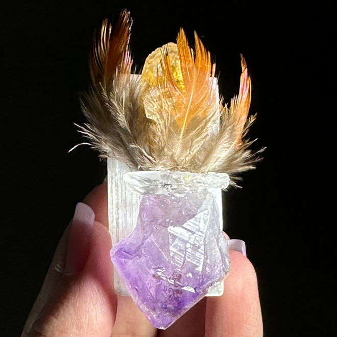 Amethyst Healing Crystal Gemstone Properties Natural Stone Citrine and Selenite