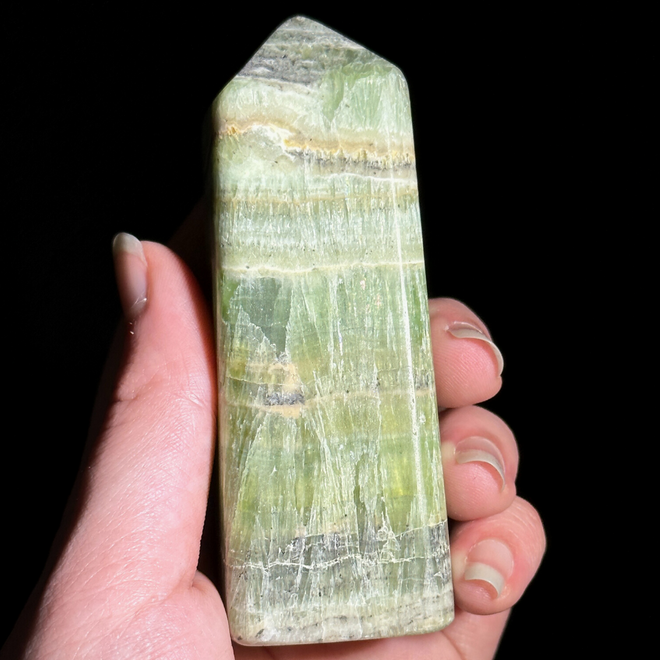Kiwi Calcite Crystal Tower Metaphysical Properties