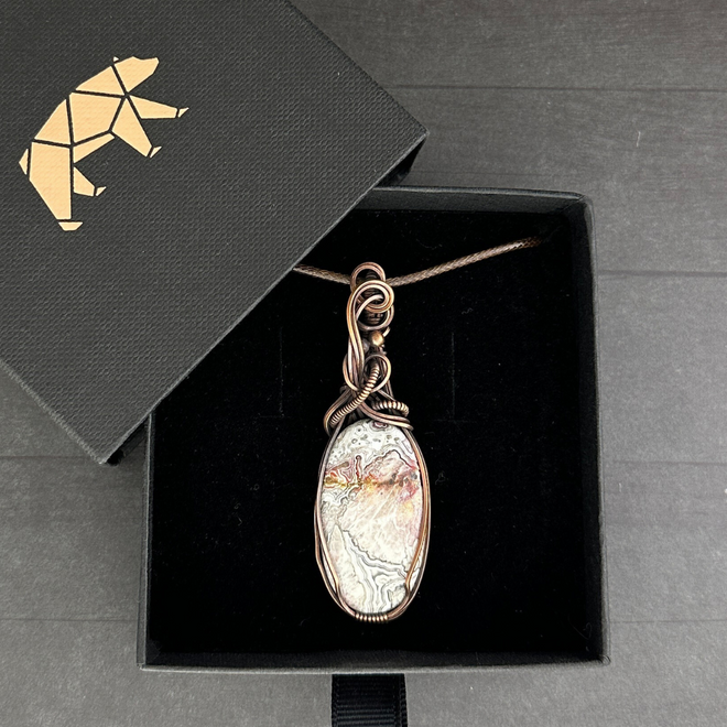 Crazy Lace Agate Stone Jewelry Pendant Necklace