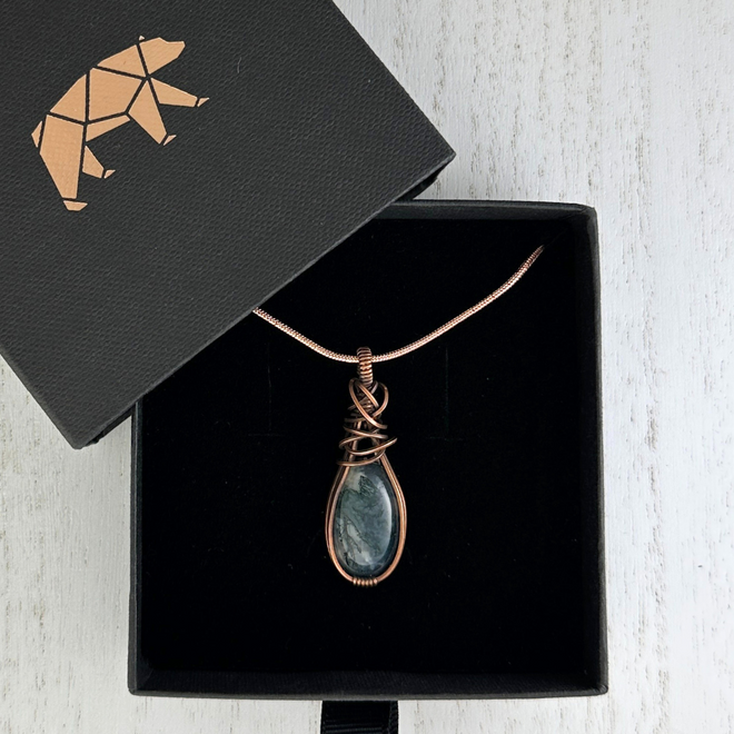Natural Dendritic Moss Agate Jewelry Necklace Pendant
