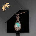 Native Copper Chrysocolla Plume Agate Jewelry Pendant Necklace