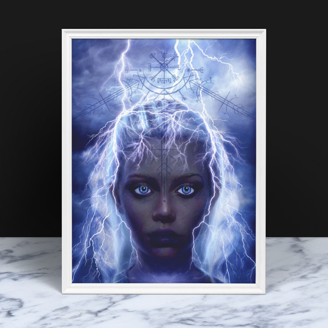 Astrape Lightning Goddess Art Print, Mythological Astrape Artwork, Goddess of Lightning Wall Decor