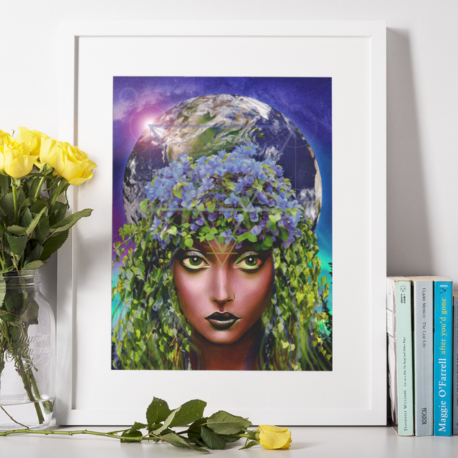 Gaia Earth Goddess Art Print, Mother Earth Gaia Wall Art, Greek Mythology Gaia Poster