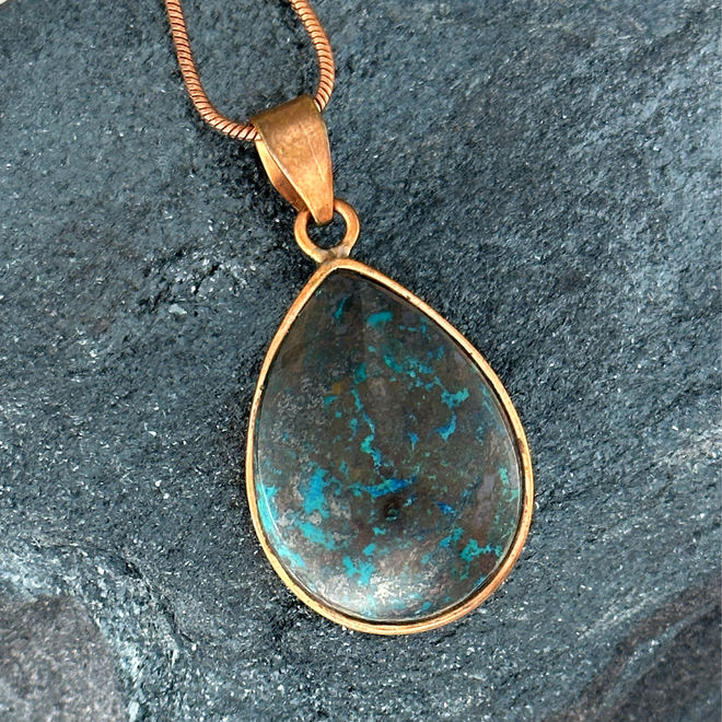 Azurite in Copper Necklace Pendant Truth and Grounding Properties